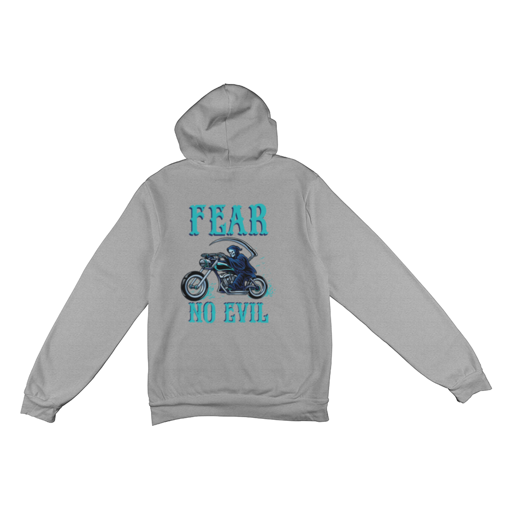 Fear No Evil - Unisex Pull Over Fleece Hoodie - Back Print