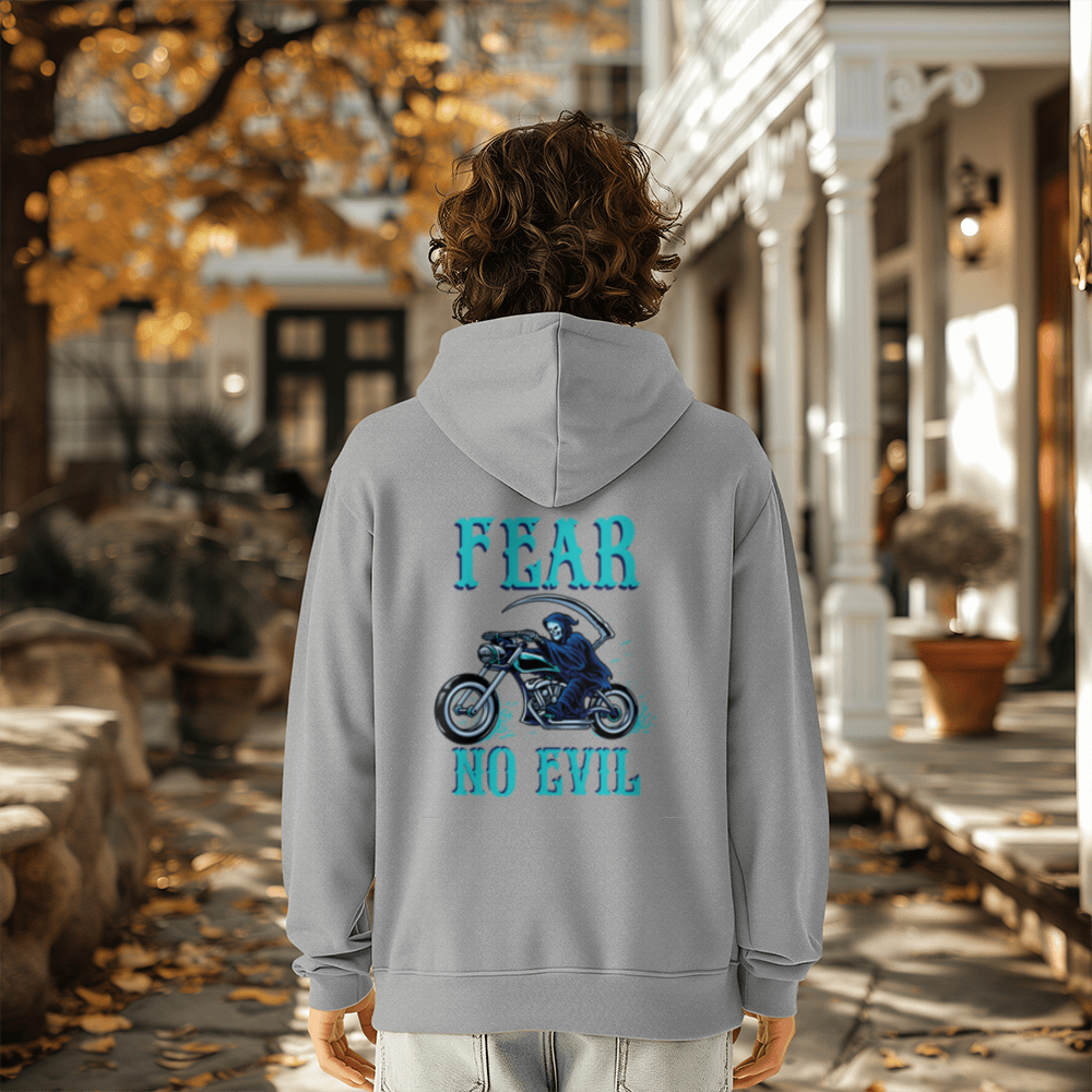 Fear No Evil - Unisex Pull Over Fleece Hoodie - Back Print