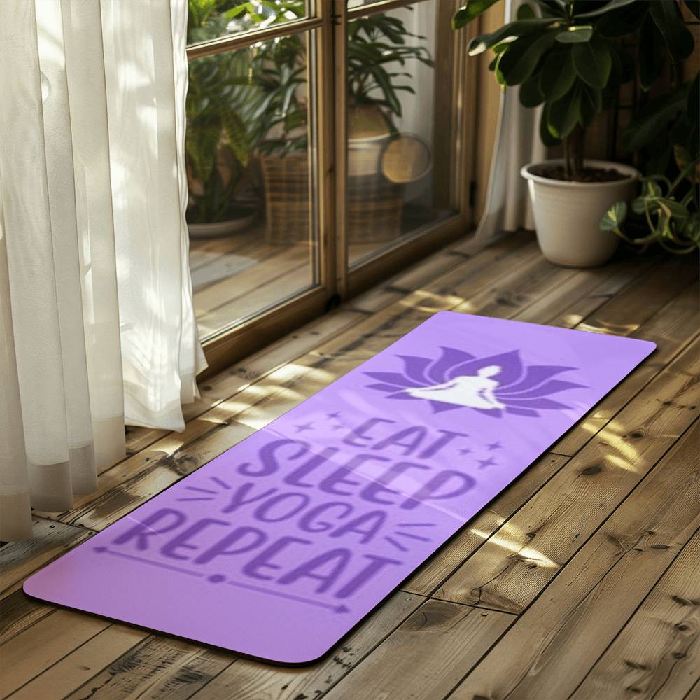 Eat, Sleep & YOGA- Rubber Yoga Mat for Comfort & Style