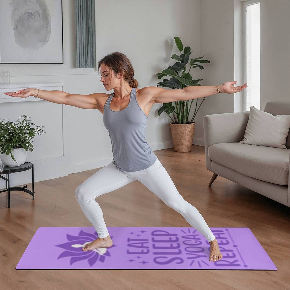 Eat, Sleep & YOGA- Rubber Yoga Mat for Comfort & Style
