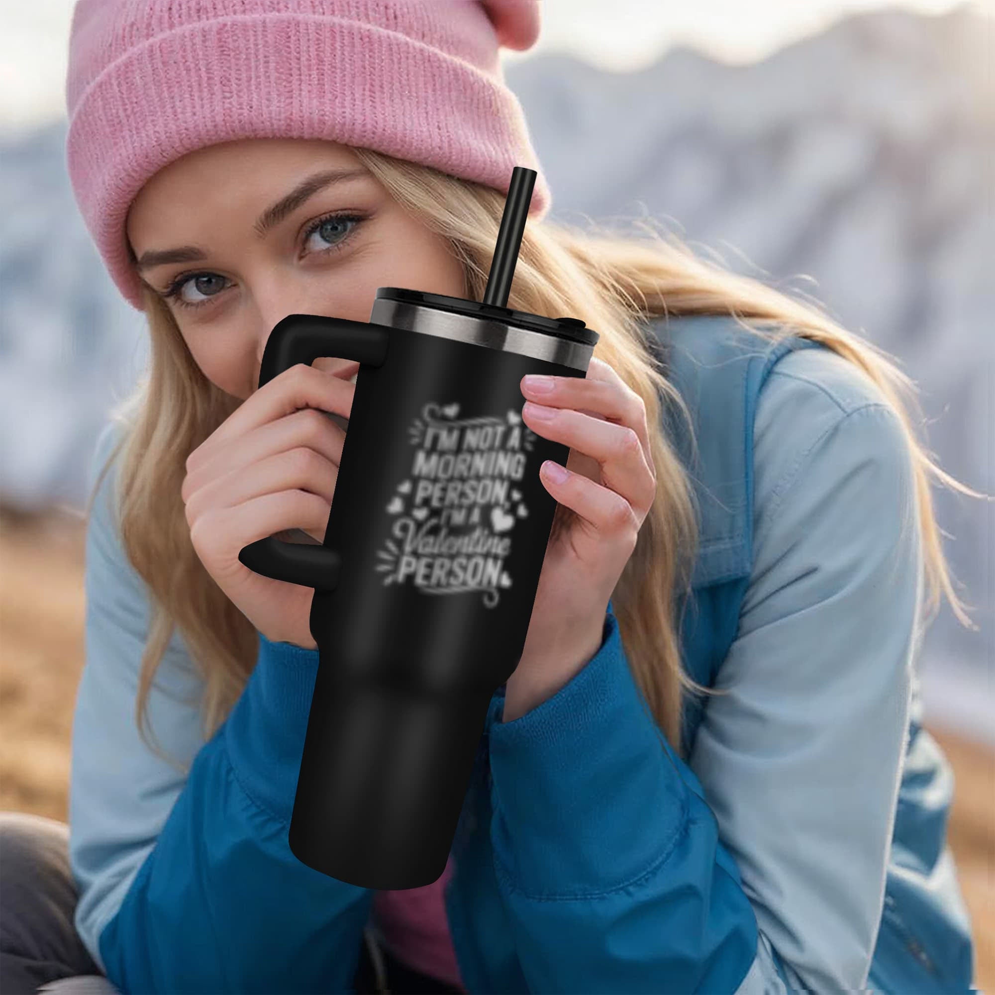 Im Not A Morning Person - Pinnacle 40oz Tumbler - Laser engraved- Valentine Collection