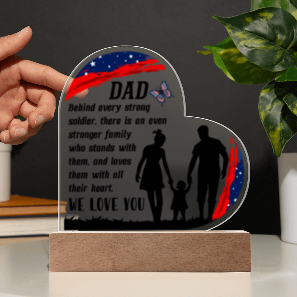 Dad- We Love You- Acrylic Heart  LED Plaque