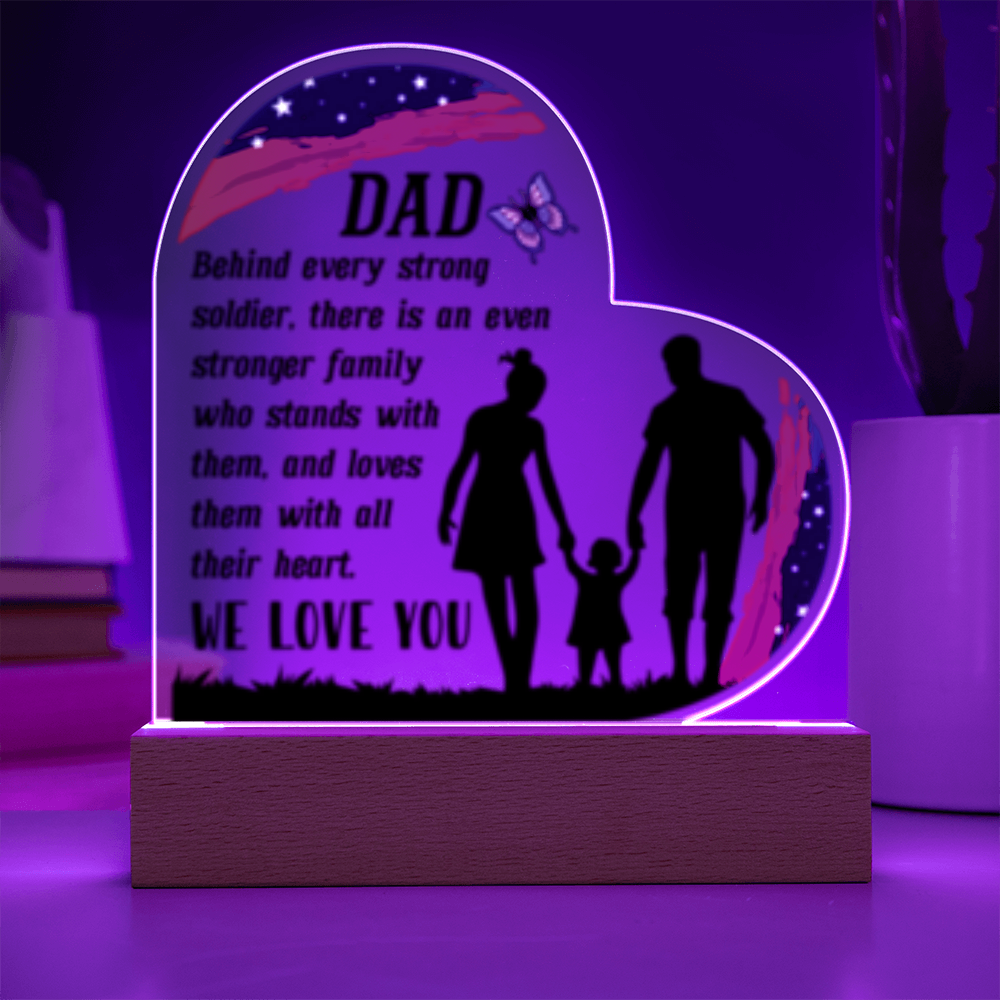 Dad- We Love You- Acrylic Heart  LED Plaque