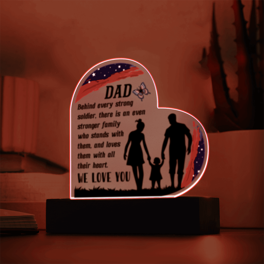 Dad- We Love You- Acrylic Heart  LED Plaque