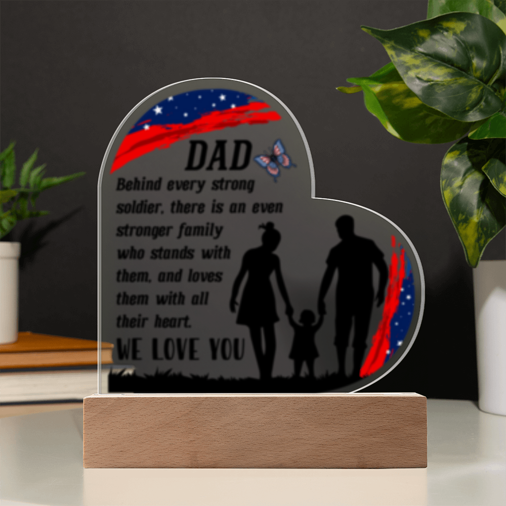 Dad- We Love You- Acrylic Heart  LED Plaque