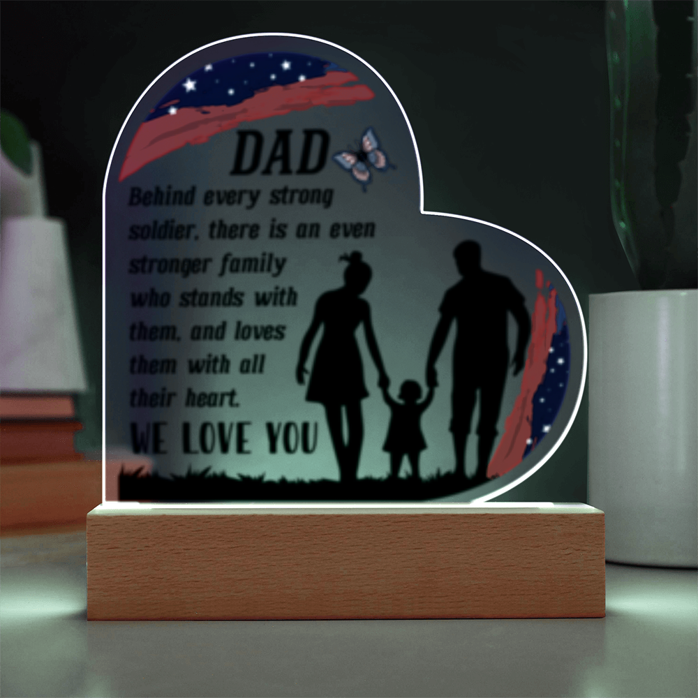 Dad- We Love You- Acrylic Heart  LED Plaque