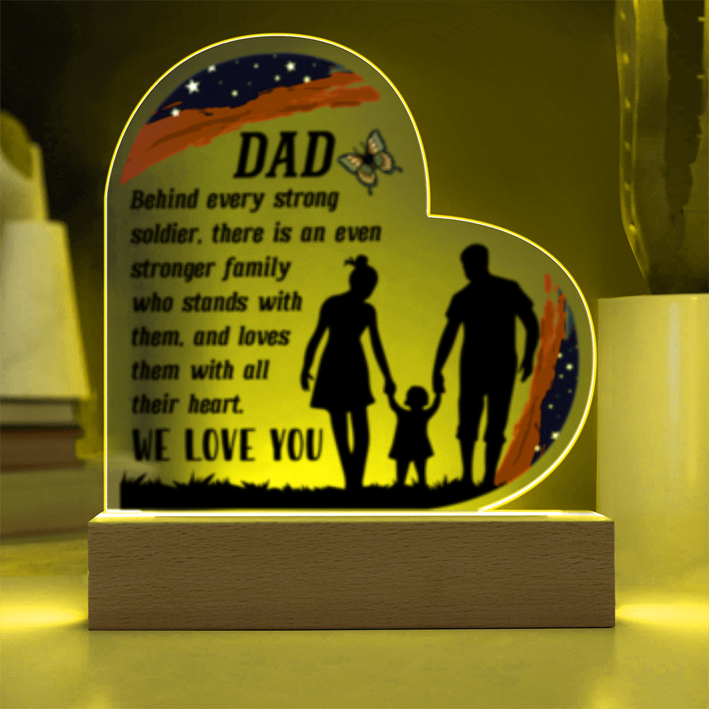 Dad- We Love You- Acrylic Heart  LED Plaque