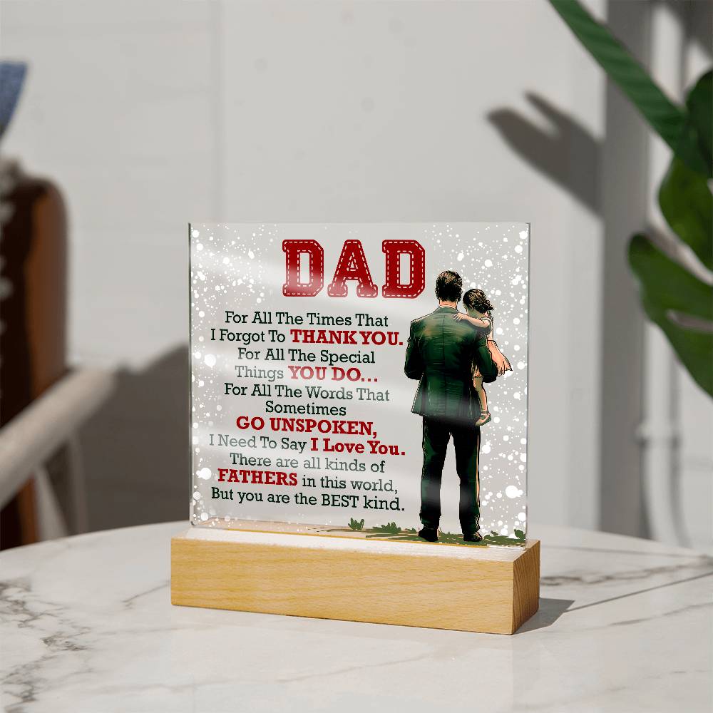 Thank You Dad - Acrylic LED  Square