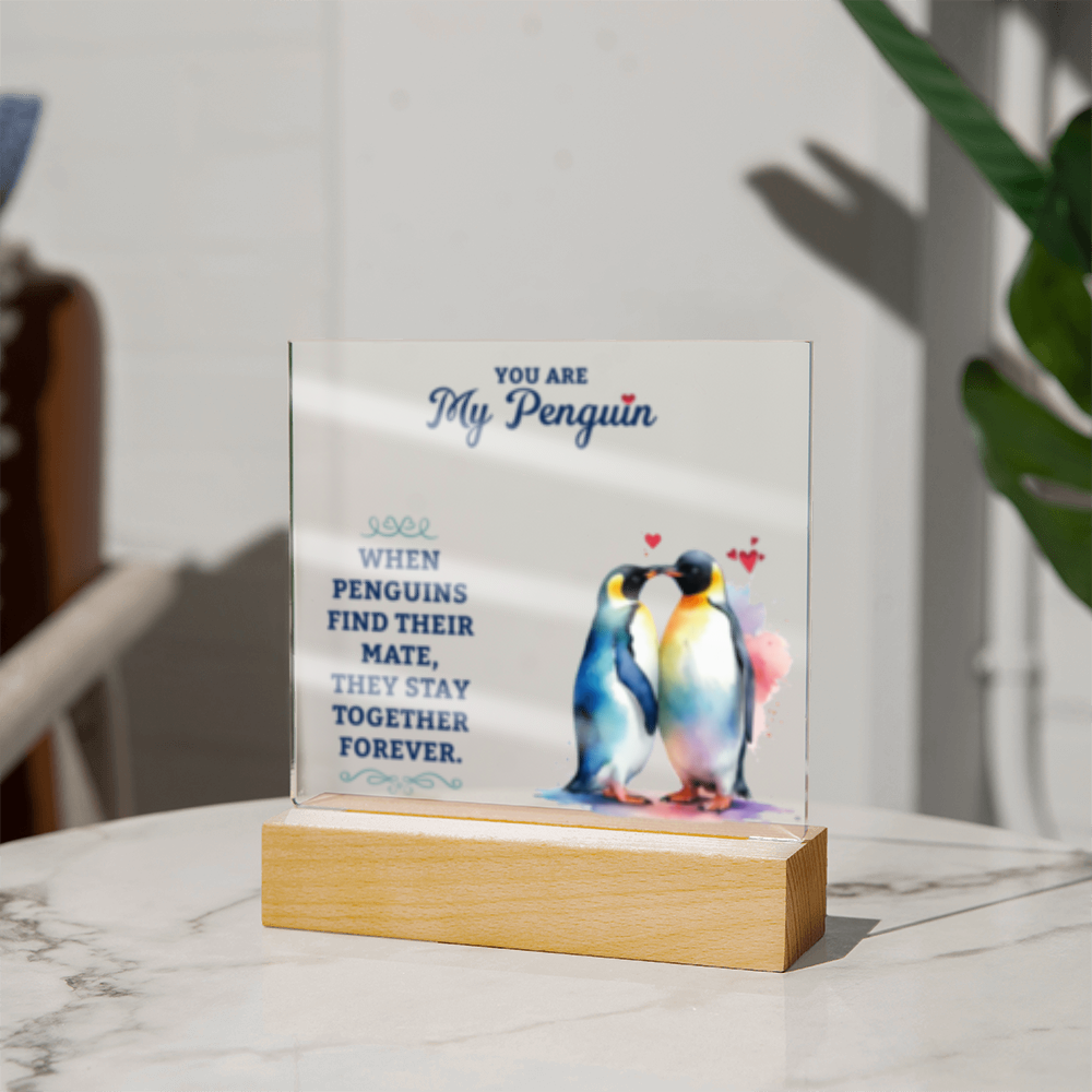 You Are My Penguin - Acrylic Square LED  Plaque