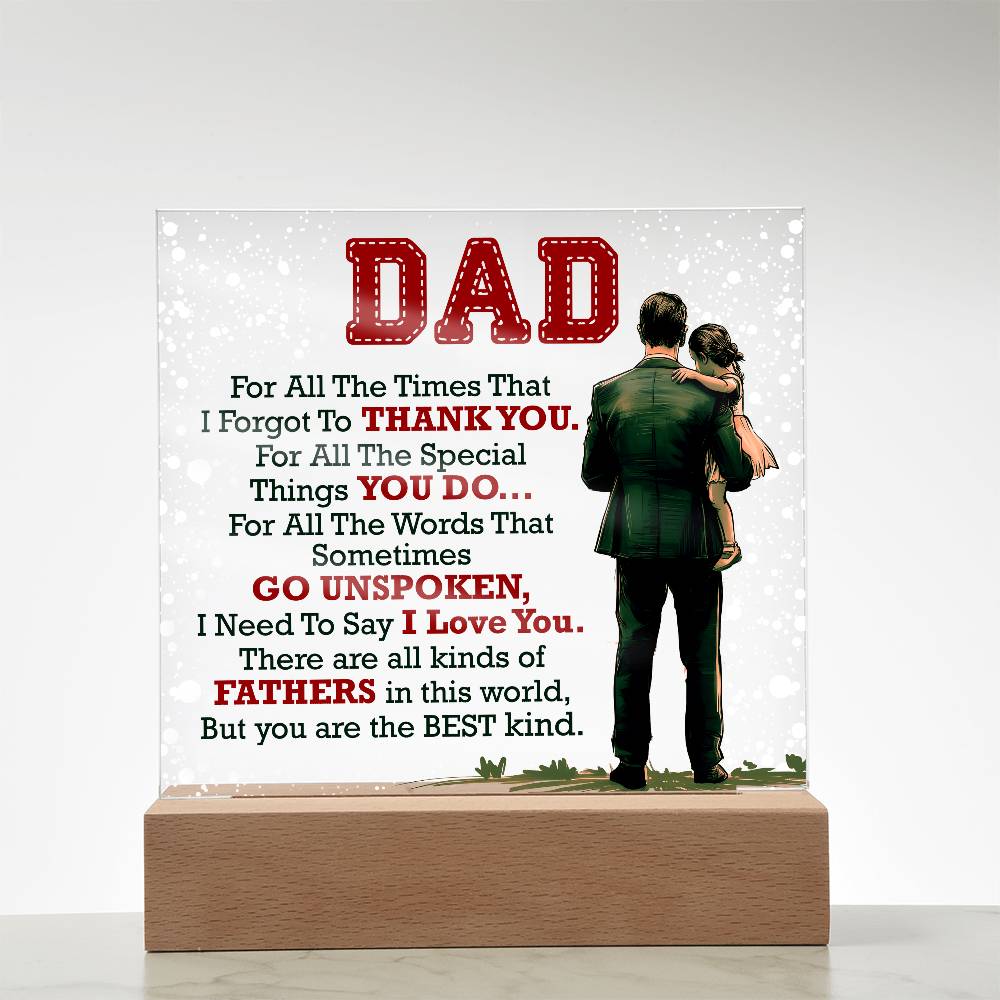 Thank You Dad - Acrylic LED  Square