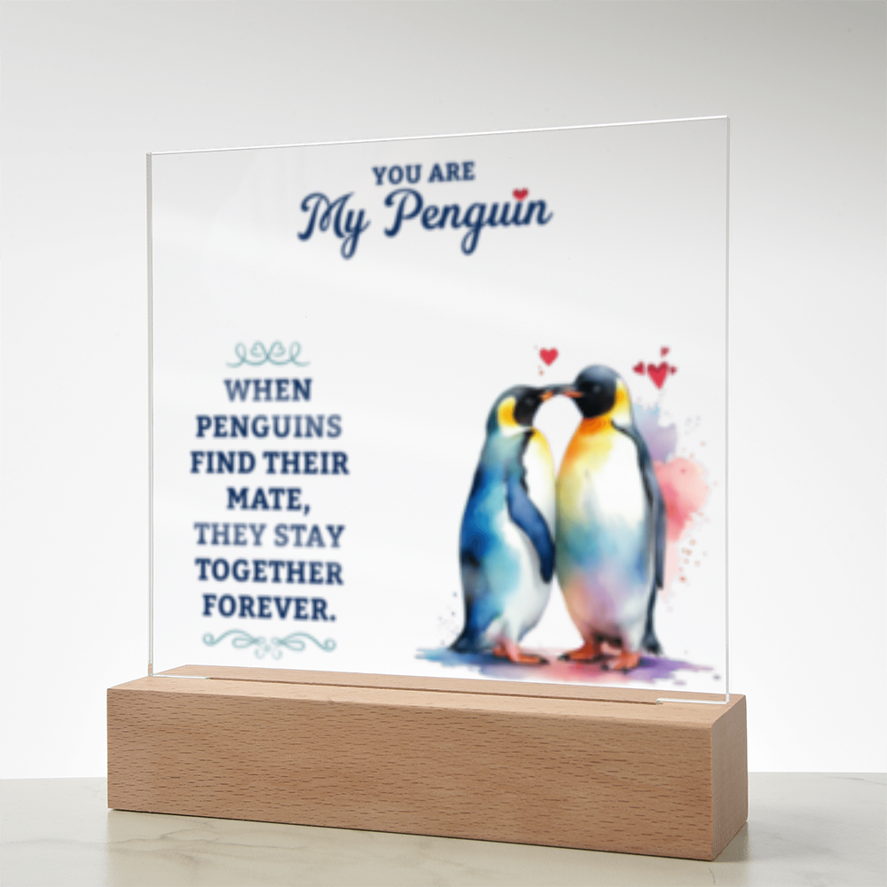 You Are My Penguin - Acrylic Square LED  Plaque