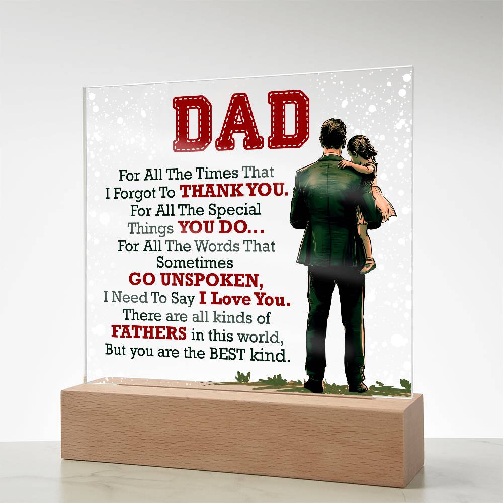 Thank You Dad - Acrylic LED  Square