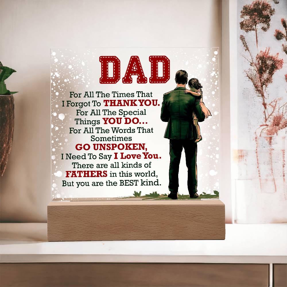 Thank You Dad - Acrylic LED  Square
