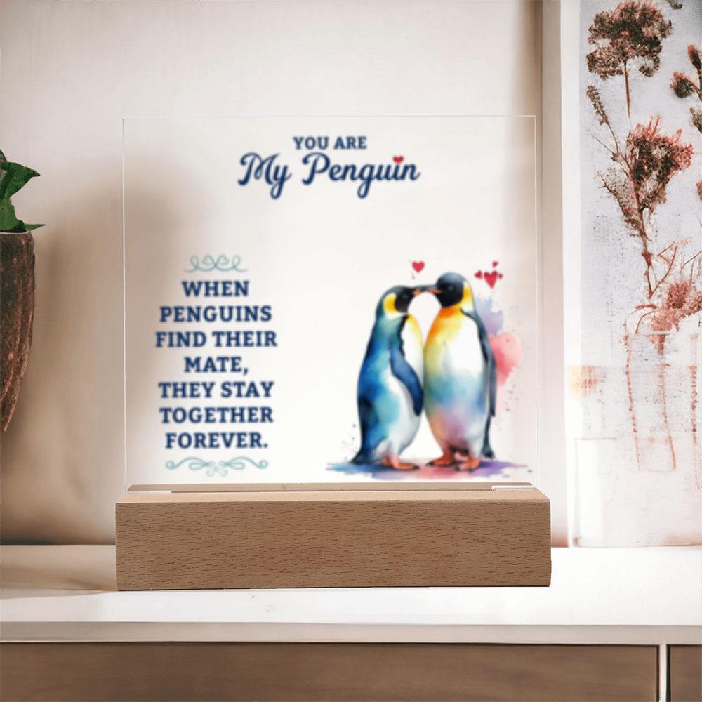 You Are My Penguin - Acrylic Square LED  Plaque