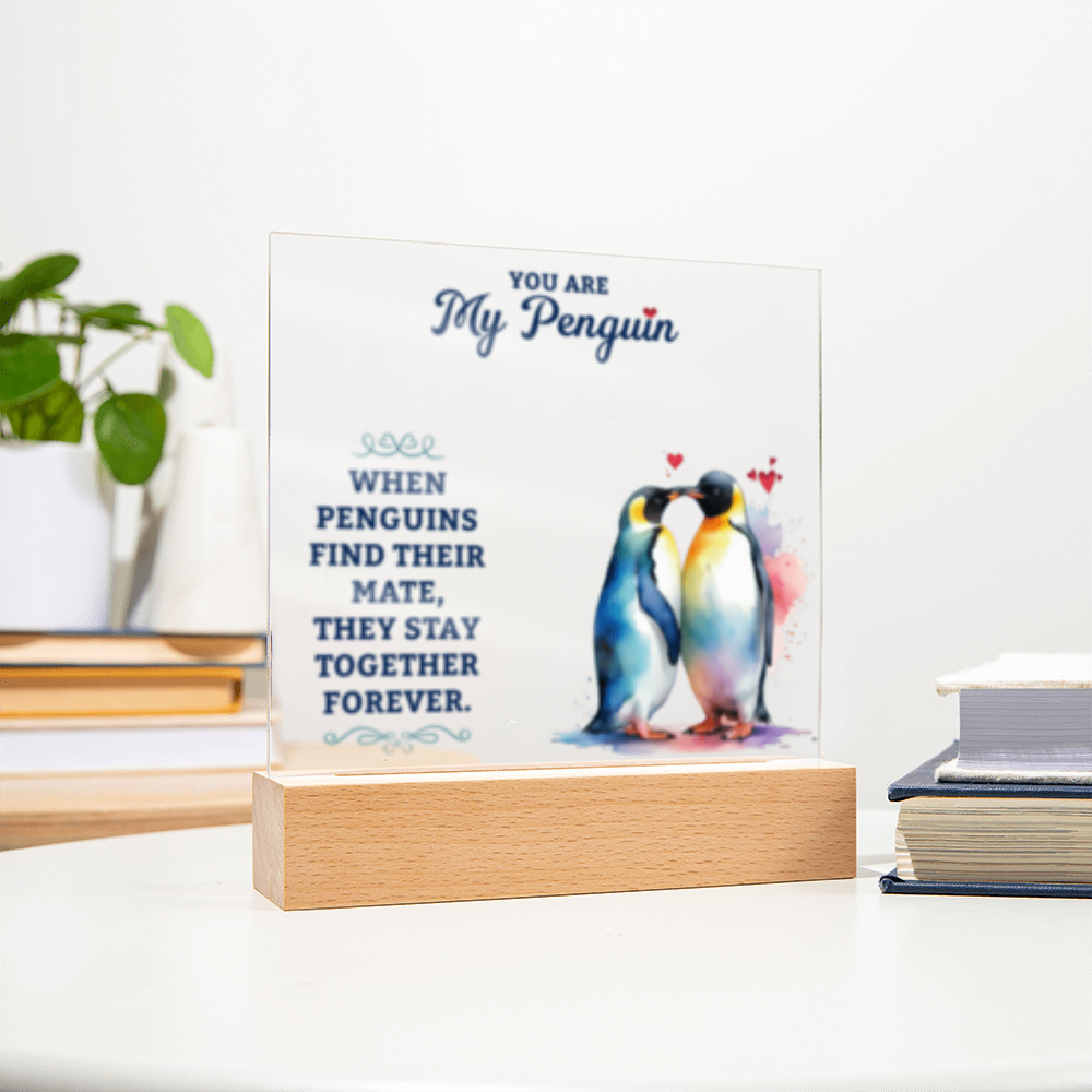 You Are My Penguin - Acrylic Square LED  Plaque
