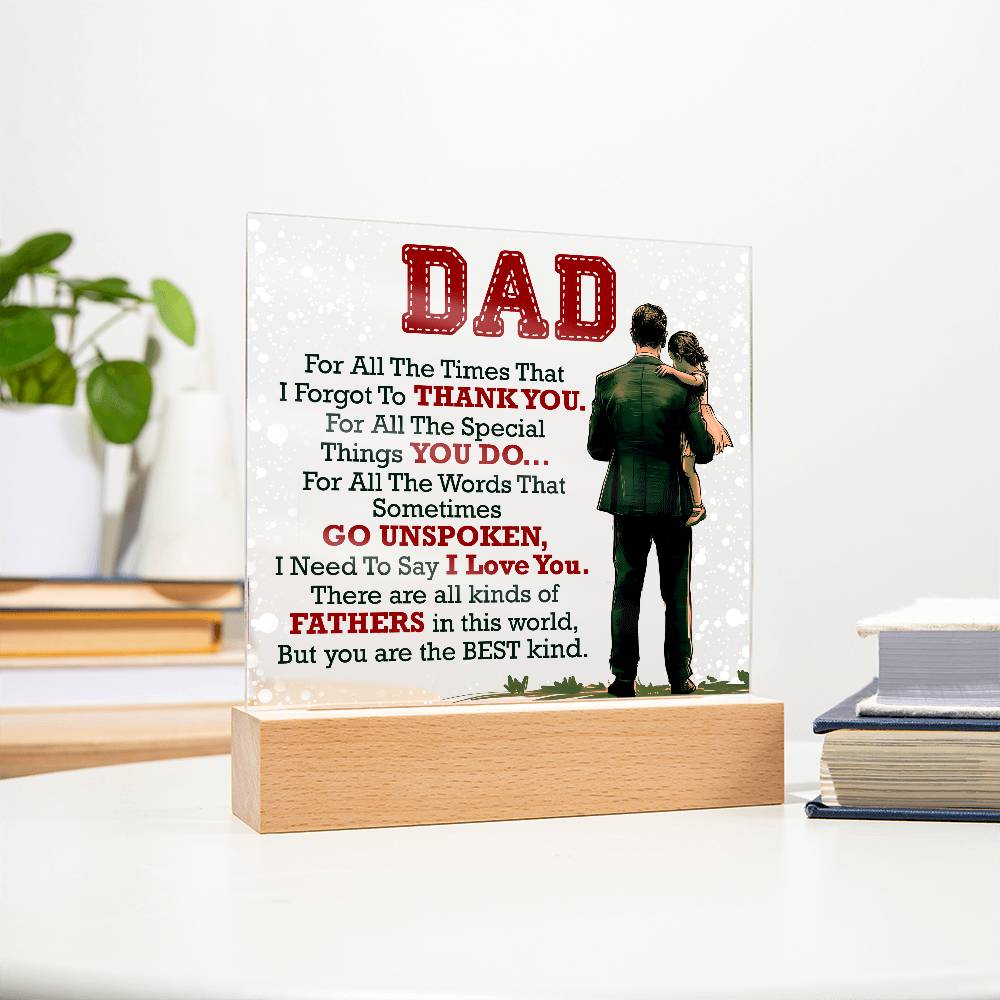 Thank You Dad - Acrylic LED  Square