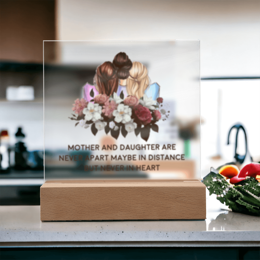 Never Apart- Mother and Daughter- Acrylic  LED Square Plaque