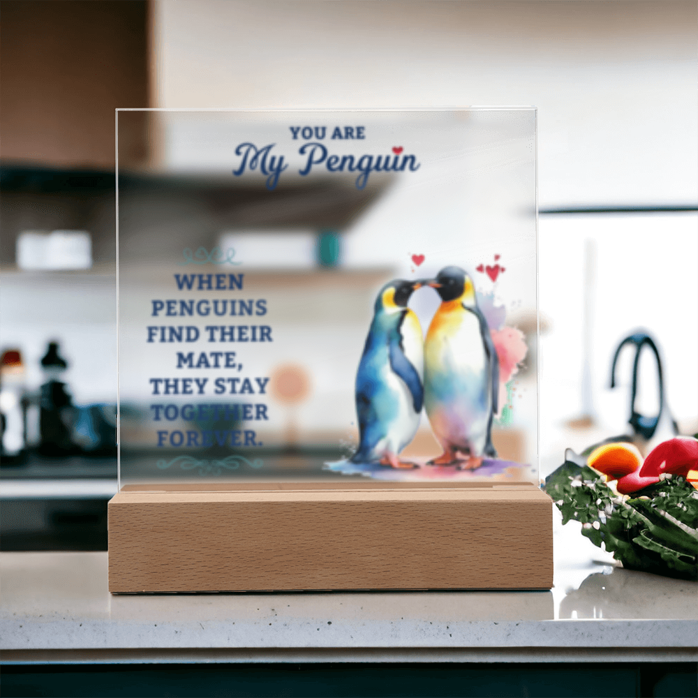 You Are My Penguin - Acrylic Square LED  Plaque