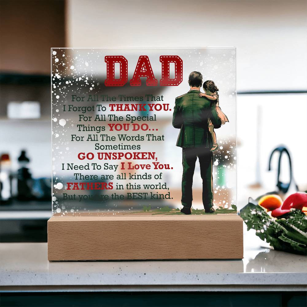 Thank You Dad - Acrylic LED  Square