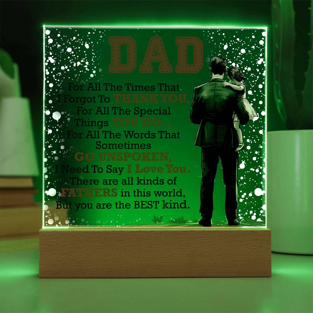 Thank You Dad - Acrylic LED  Square