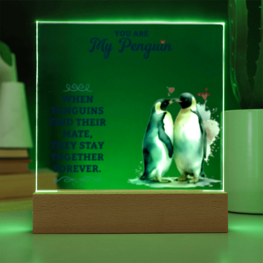 You Are My Penguin - Acrylic Square LED  Plaque