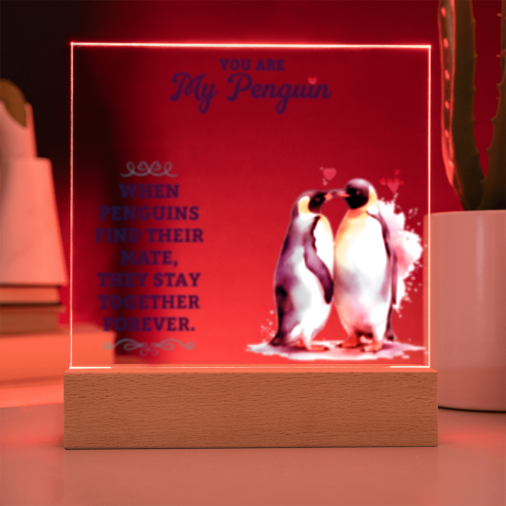You Are My Penguin - Acrylic Square LED  Plaque