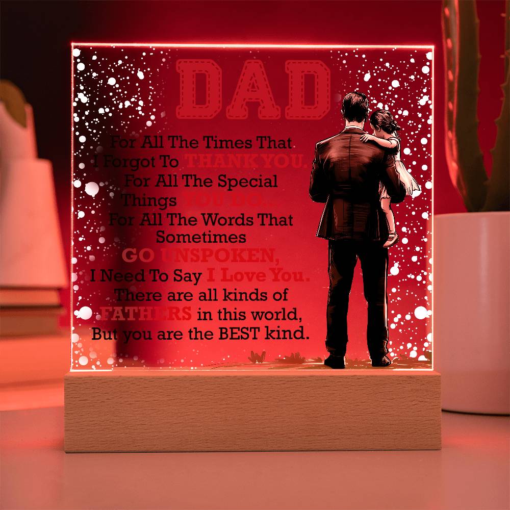Thank You Dad - Acrylic LED  Square