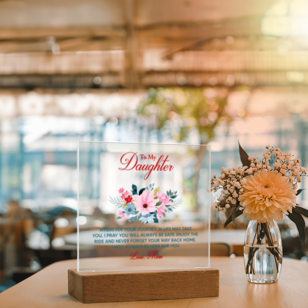 To Daughter From Mom - Acrylic Square  LED Plaque