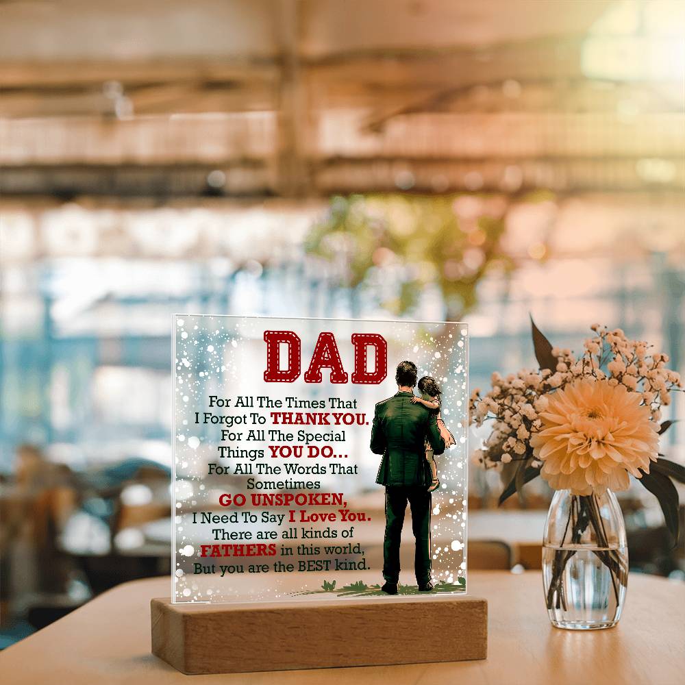 Thank You Dad - Acrylic LED  Square