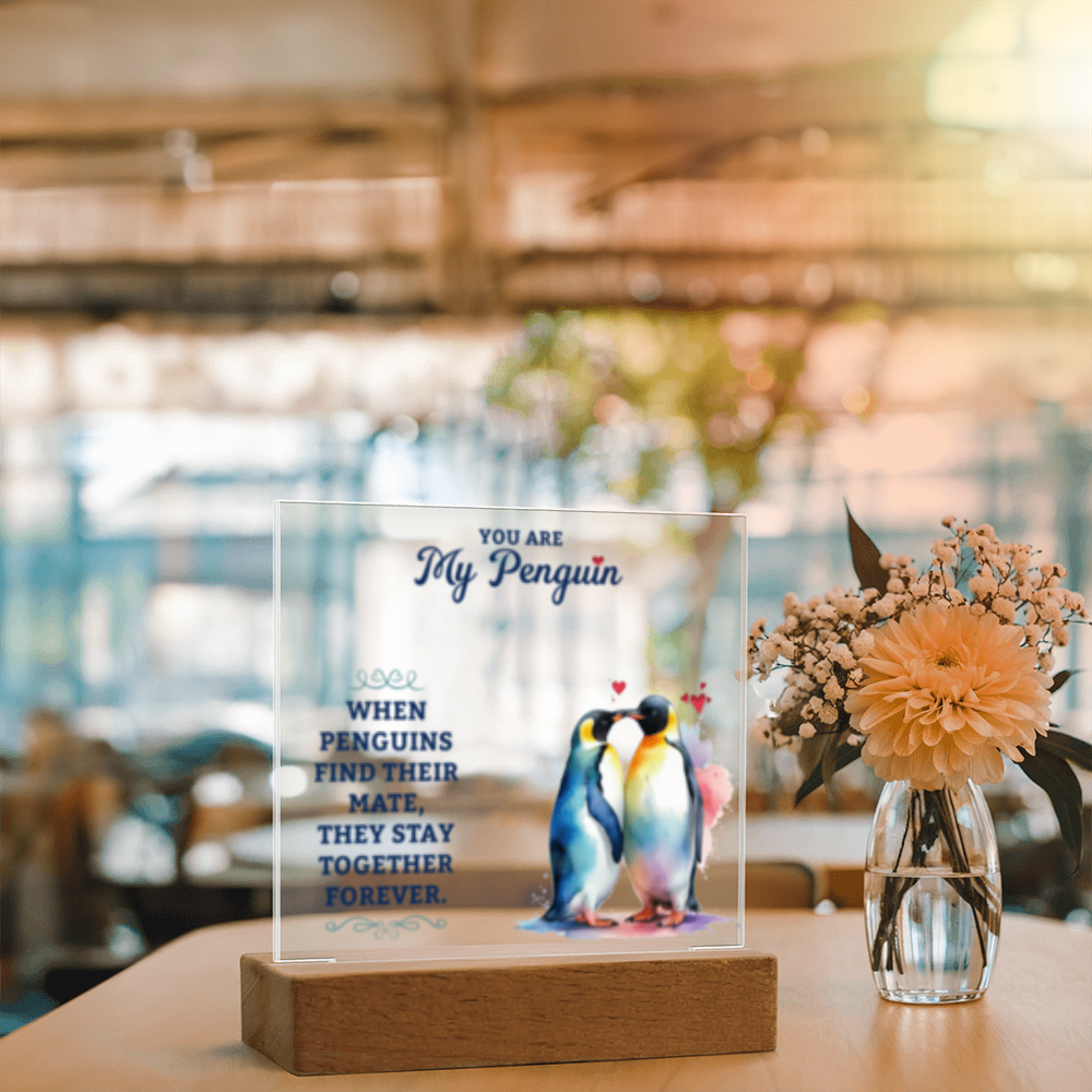 You Are My Penguin - Acrylic Square LED  Plaque