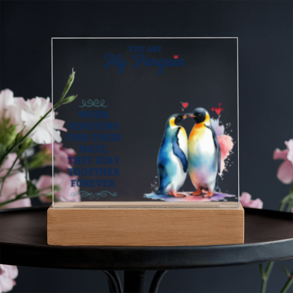 You Are My Penguin - Acrylic Square LED  Plaque