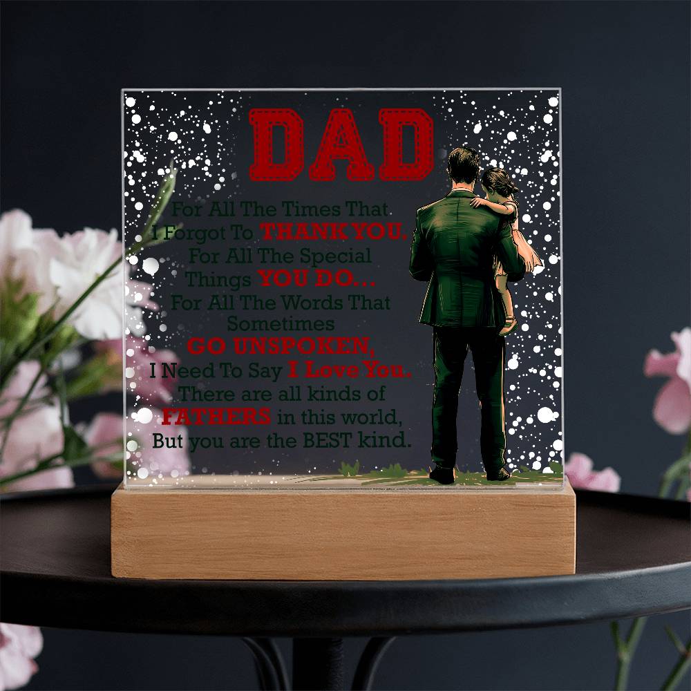 Thank You Dad - Acrylic LED  Square