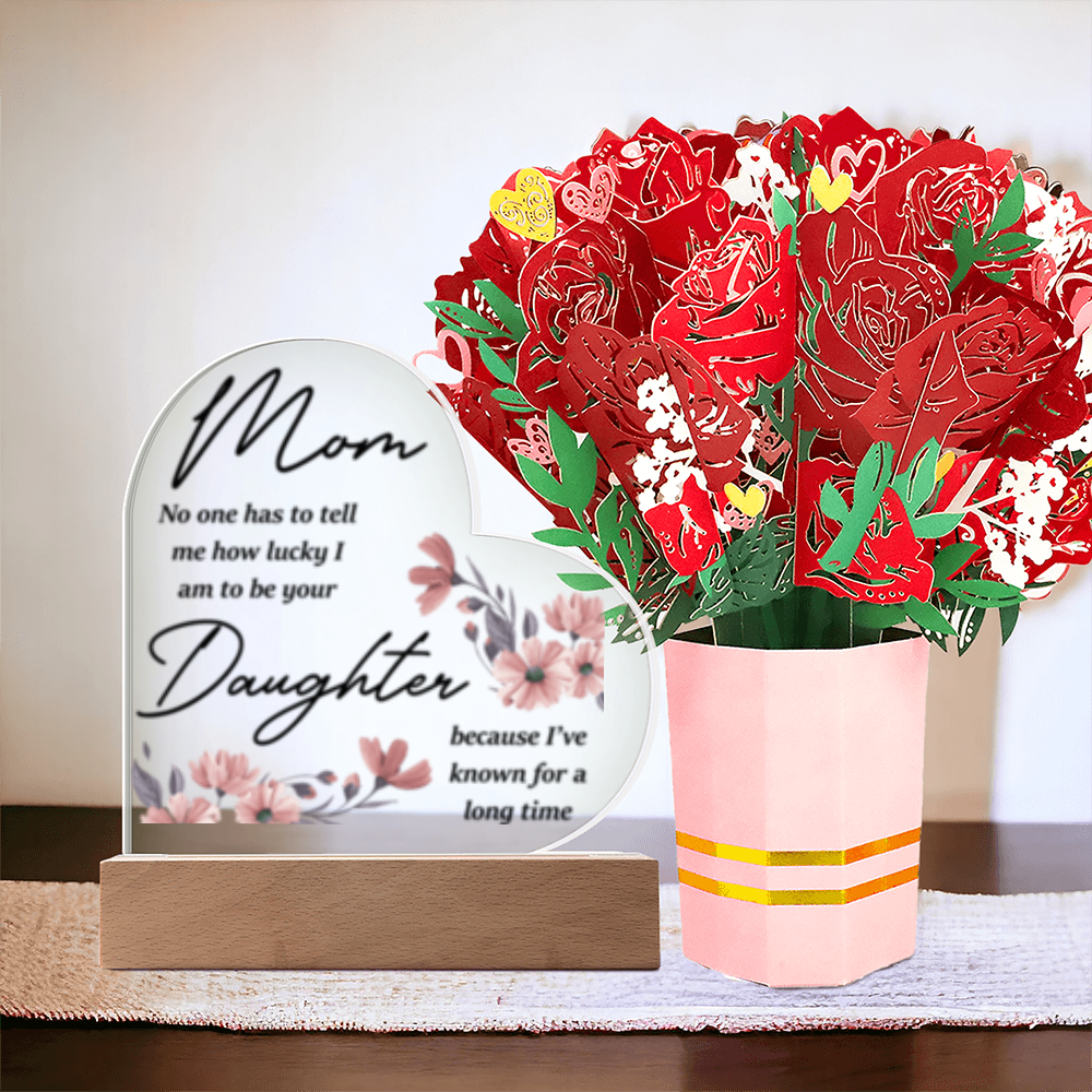 To Mom I am lucky to be your Daughter! -    Heart and Flower bundle