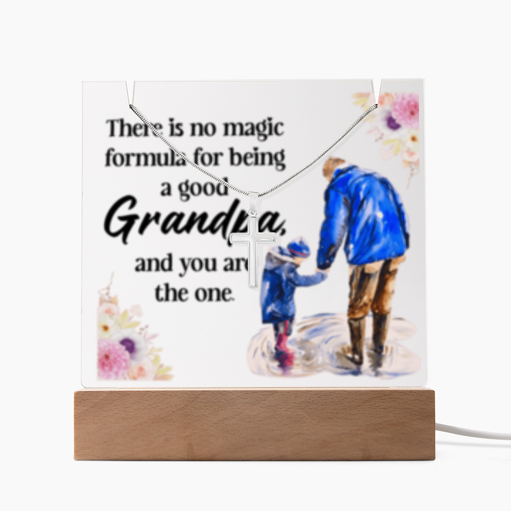 Grandpa - Keepsake Acrylic &  Cross Necklace