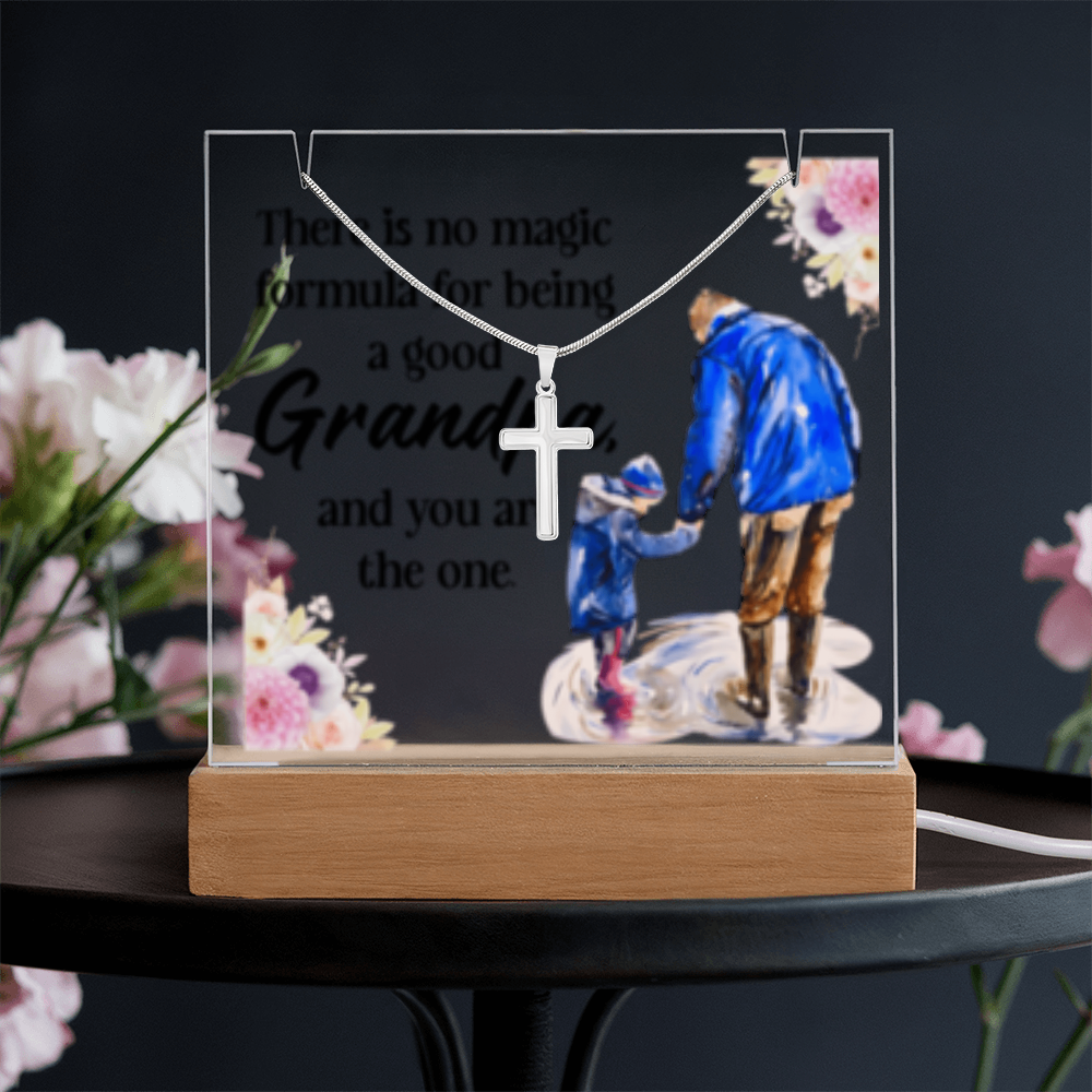Grandpa - Keepsake Acrylic &  Cross Necklace