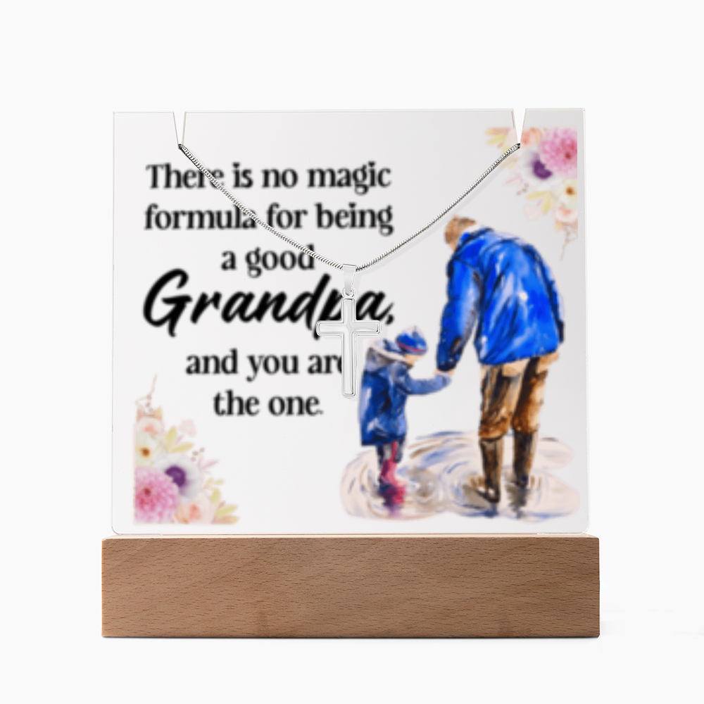 Grandpa - Keepsake Acrylic &  Cross Necklace