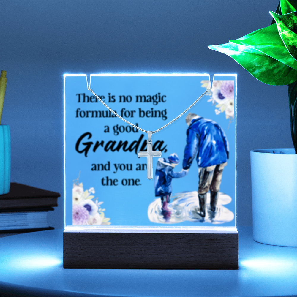 Grandpa - Keepsake Acrylic &  Cross Necklace