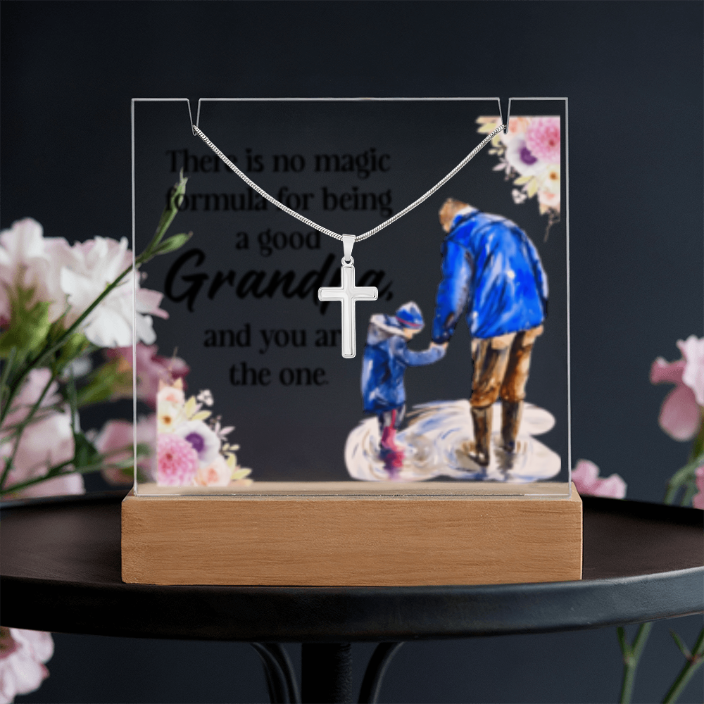 Grandpa - Keepsake Acrylic &  Cross Necklace