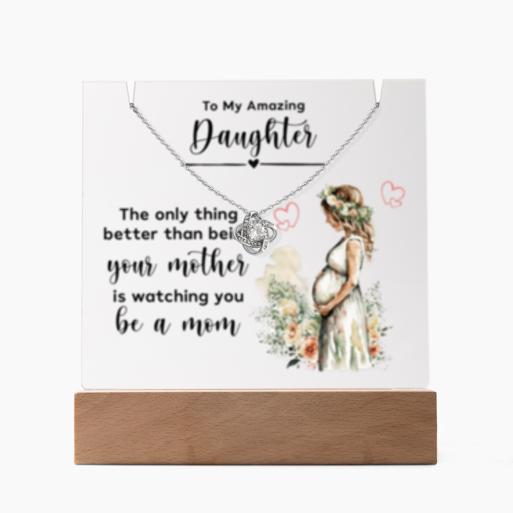 SALE!!-NEW!! - Daughter - New Mom - Keepsake Acrylic & Love Knot Necklace- GOLD FINSIH! - SALE!!