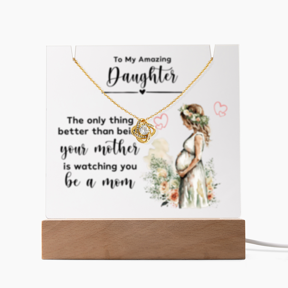 SALE!!-NEW!! - Daughter - New Mom - Keepsake Acrylic & Love Knot Necklace- GOLD FINSIH! - SALE!!