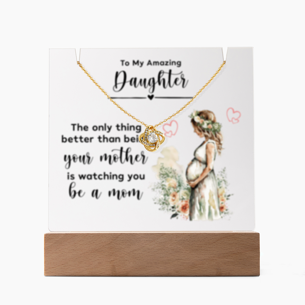 SALE!!-NEW!! - Daughter - New Mom - Keepsake Acrylic & Love Knot Necklace- GOLD FINSIH! - SALE!!