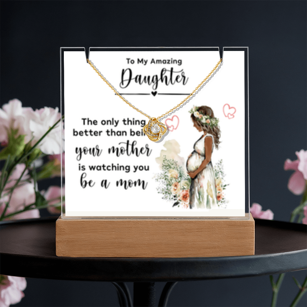 SALE!!-NEW!! - Daughter - New Mom - Keepsake Acrylic & Love Knot Necklace- GOLD FINSIH! - SALE!!