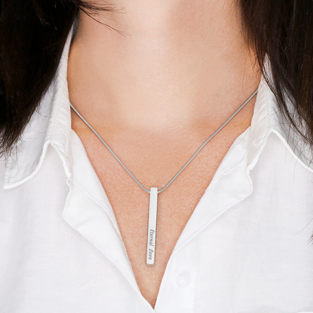 Grandma's Grace, Elegance, Strength - Custom Engraved 4-Sided Stick Necklace