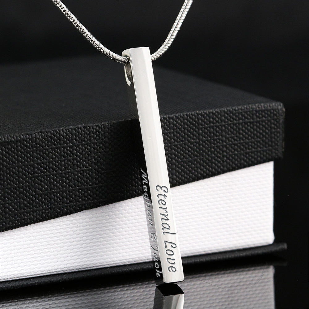 Anniversary - Custom Engraved 4-Sided Stick Necklace