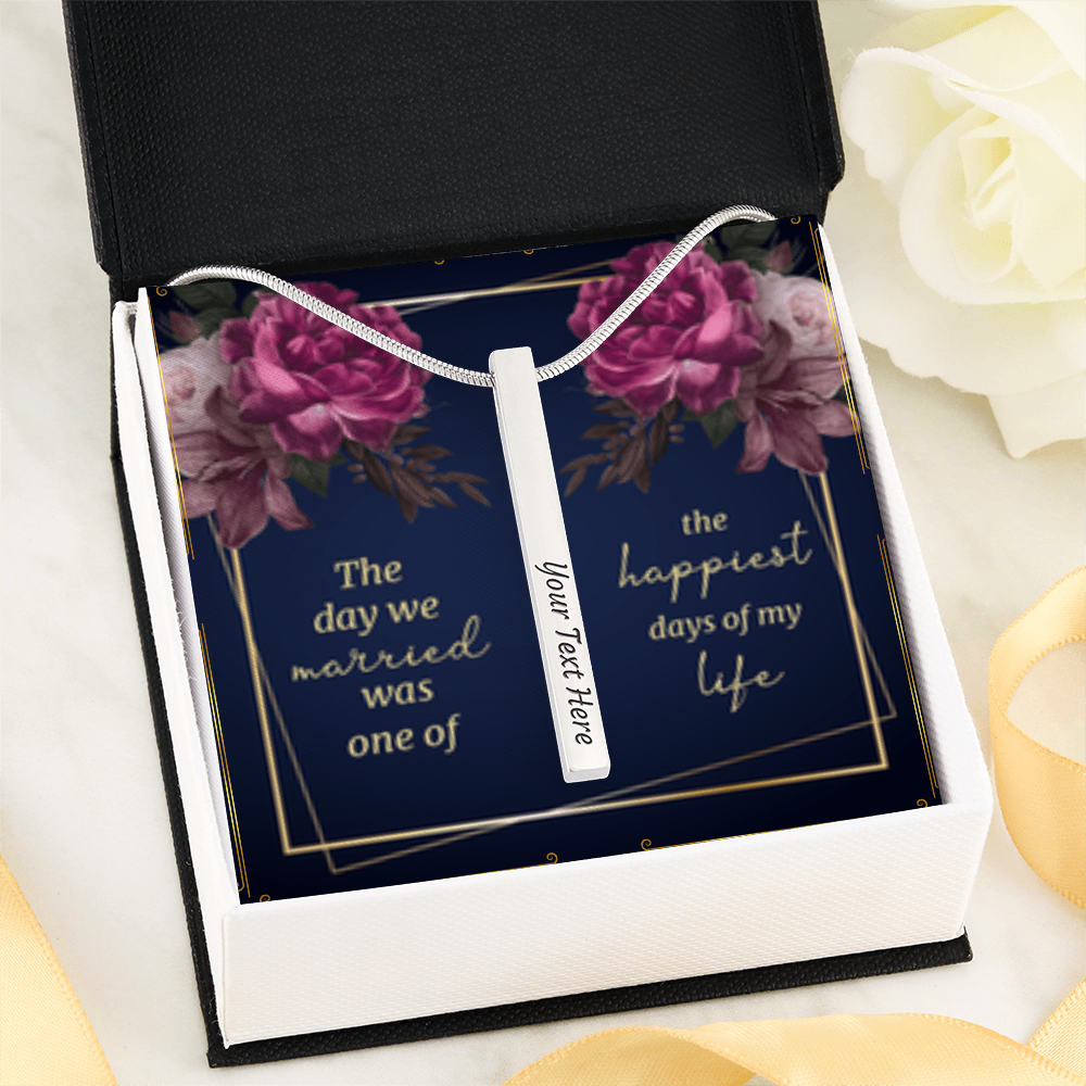 Anniversary - Custom Engraved 4-Sided Stick Necklace