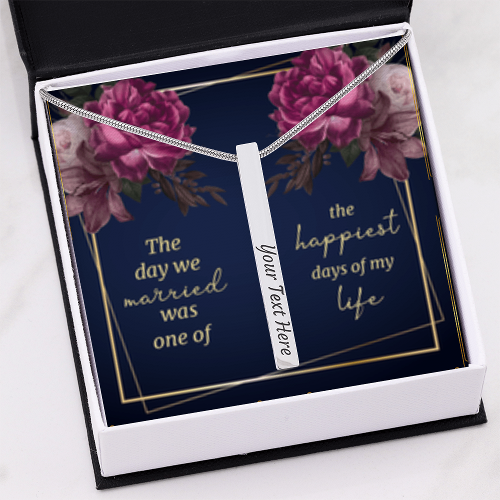 Anniversary - Custom Engraved 4-Sided Stick Necklace