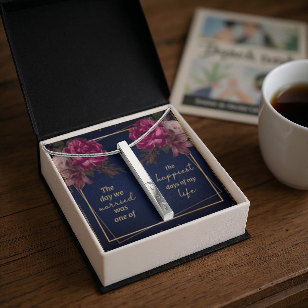 Anniversary - Custom Engraved 4-Sided Stick Necklace