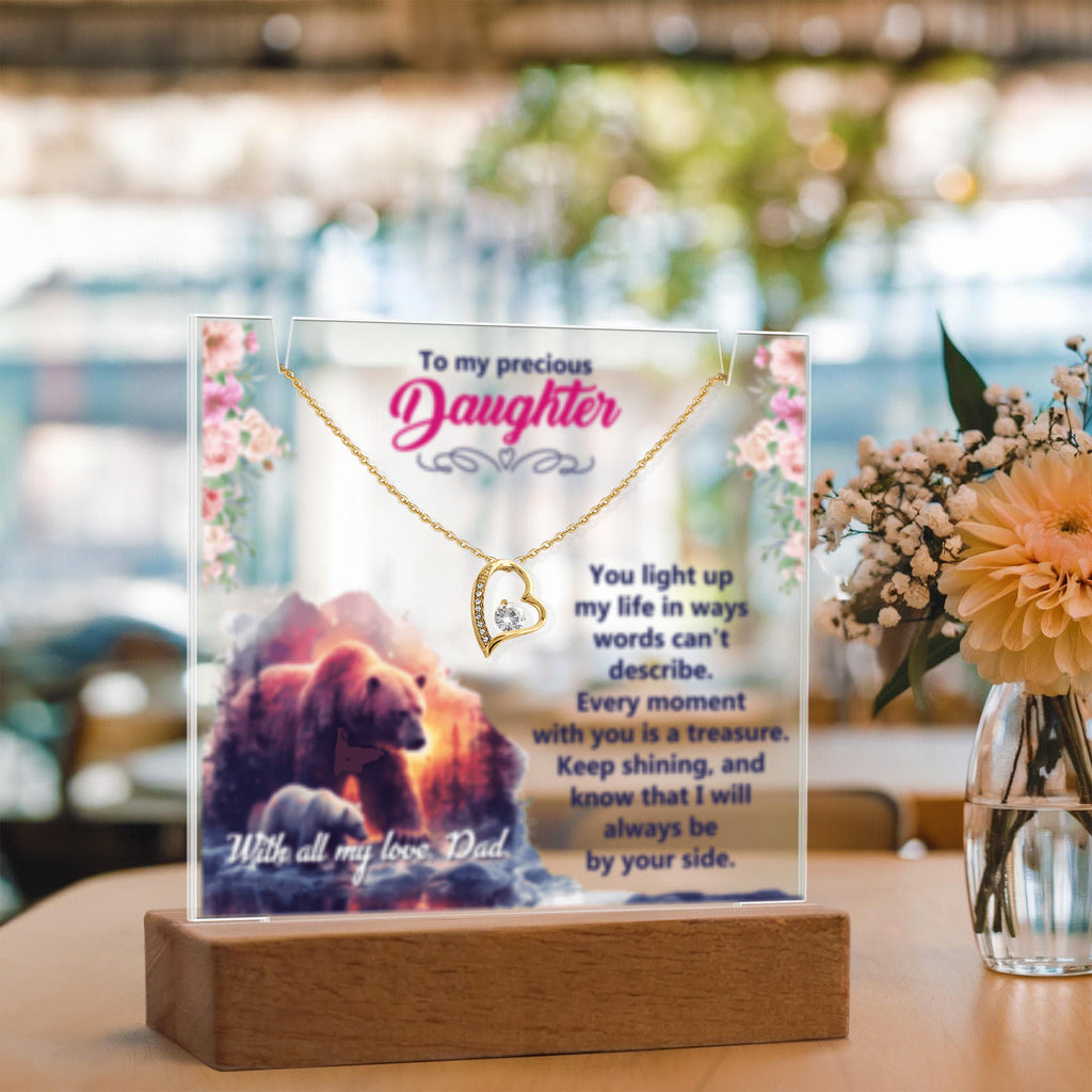 To My Precious Daughter-  Keepsake  LED Acrylic & Forever Love Necklace