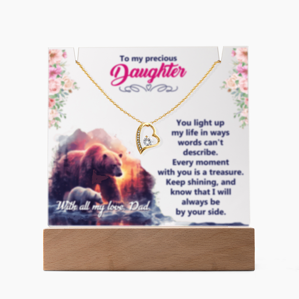 To My Precious Daughter-  Keepsake  LED Acrylic & Forever Love Necklace