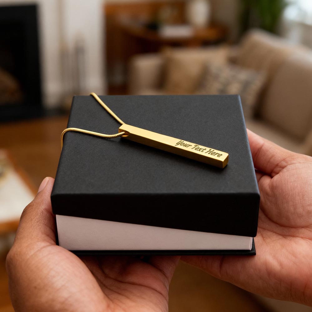 Anniversary - Custom Engraved 4-Sided Stick Necklace